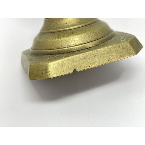 Vintage Queen Anne Brass Candlestick Taper Candle Holder 8.75” Square Base - Picture 5 of 6
